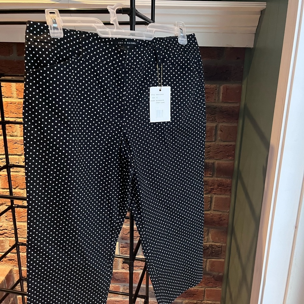 Zac and Rachel black w/ white polka dot pants. Size 12 women’s. Style slim crop.